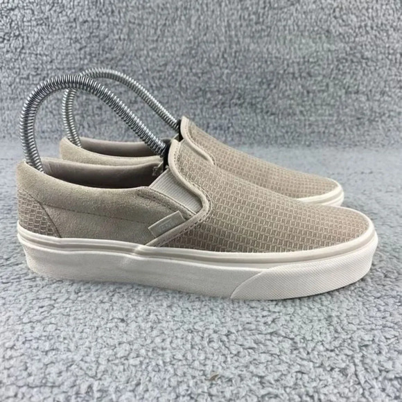 VANS SNEAKERS Classic Slip-On Suede Taupe‎ Embossed - Picture 2 of 12